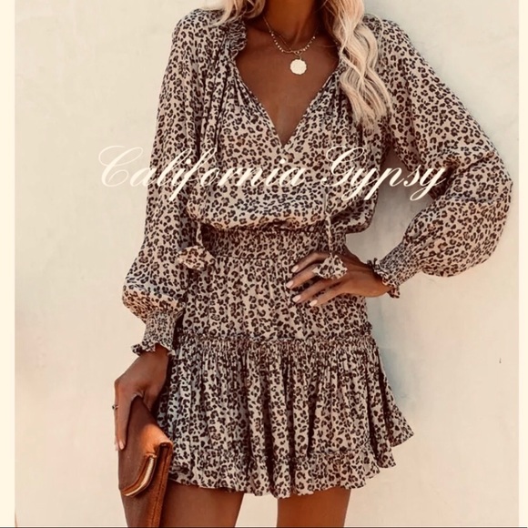 LAST ONE Leopard Print Chic Ruffle Dress - Picture 4 of 16